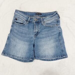 DEAR JOHN JEANS WOMENS BLUE DENIM MID RISE CASUAL SUMMER SHORTS SIZE 25